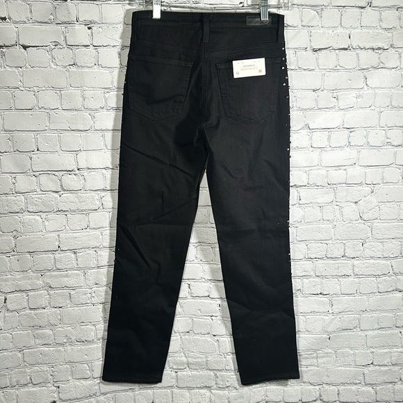 AG The Isabella Black High-Rise Straight Studded Jeans size 26 NEW - Picture 4 of 16